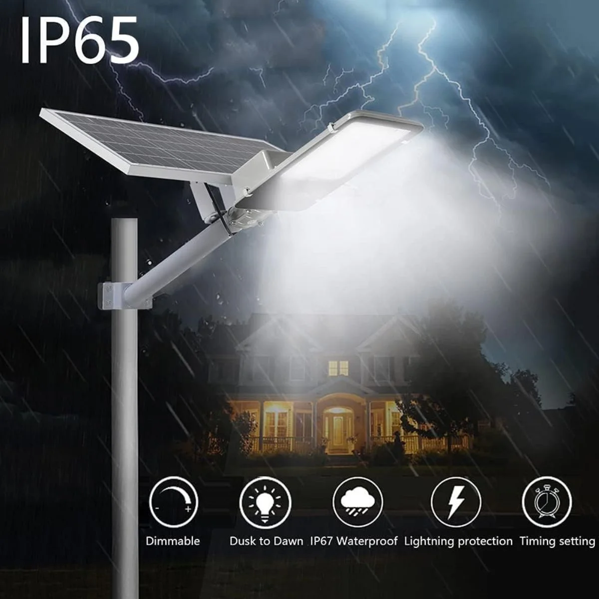 Sistema profesional de lámparas solares 400W con sensor de movimiento inteligente