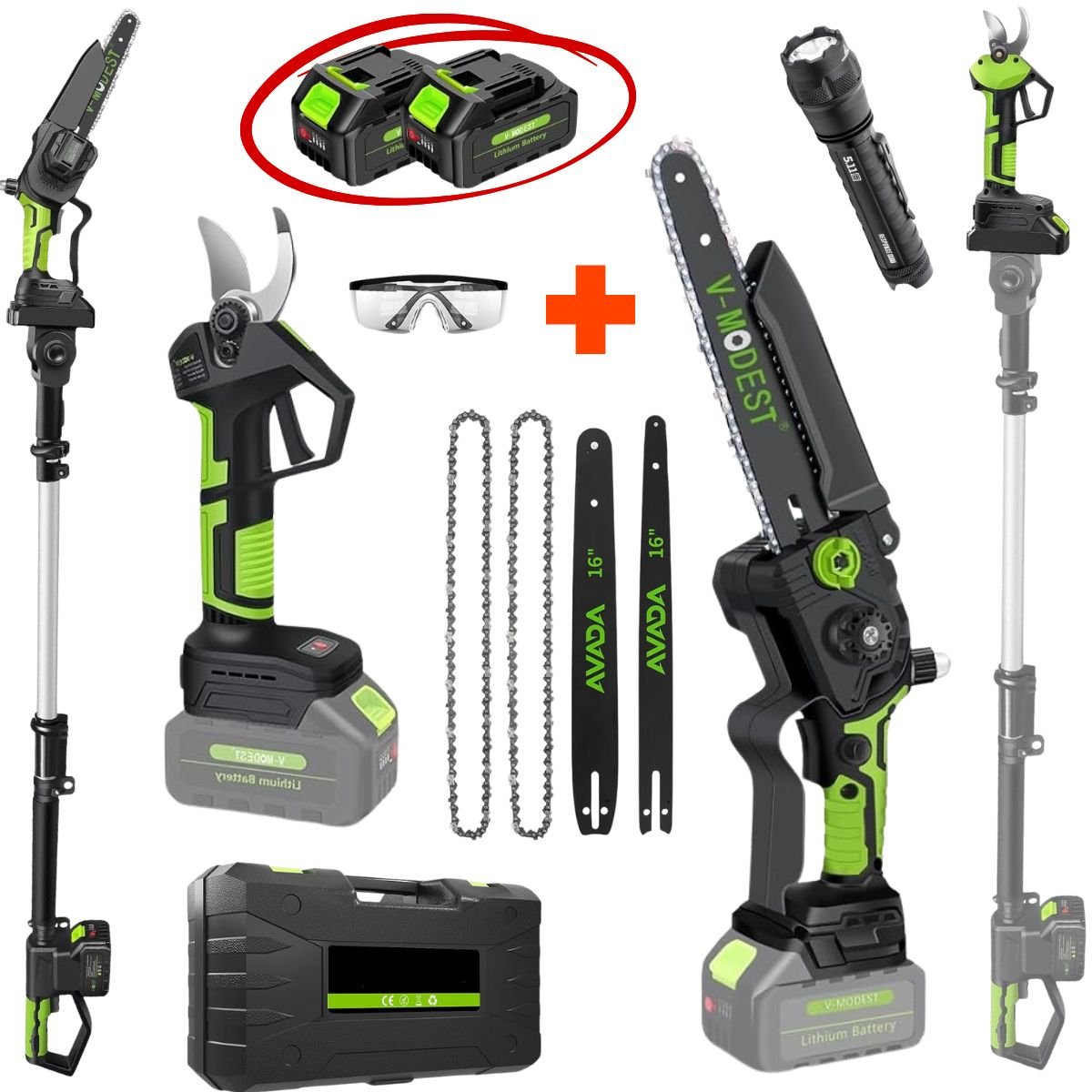 Kompletná sada Teleskopická záhradná píla 4v1