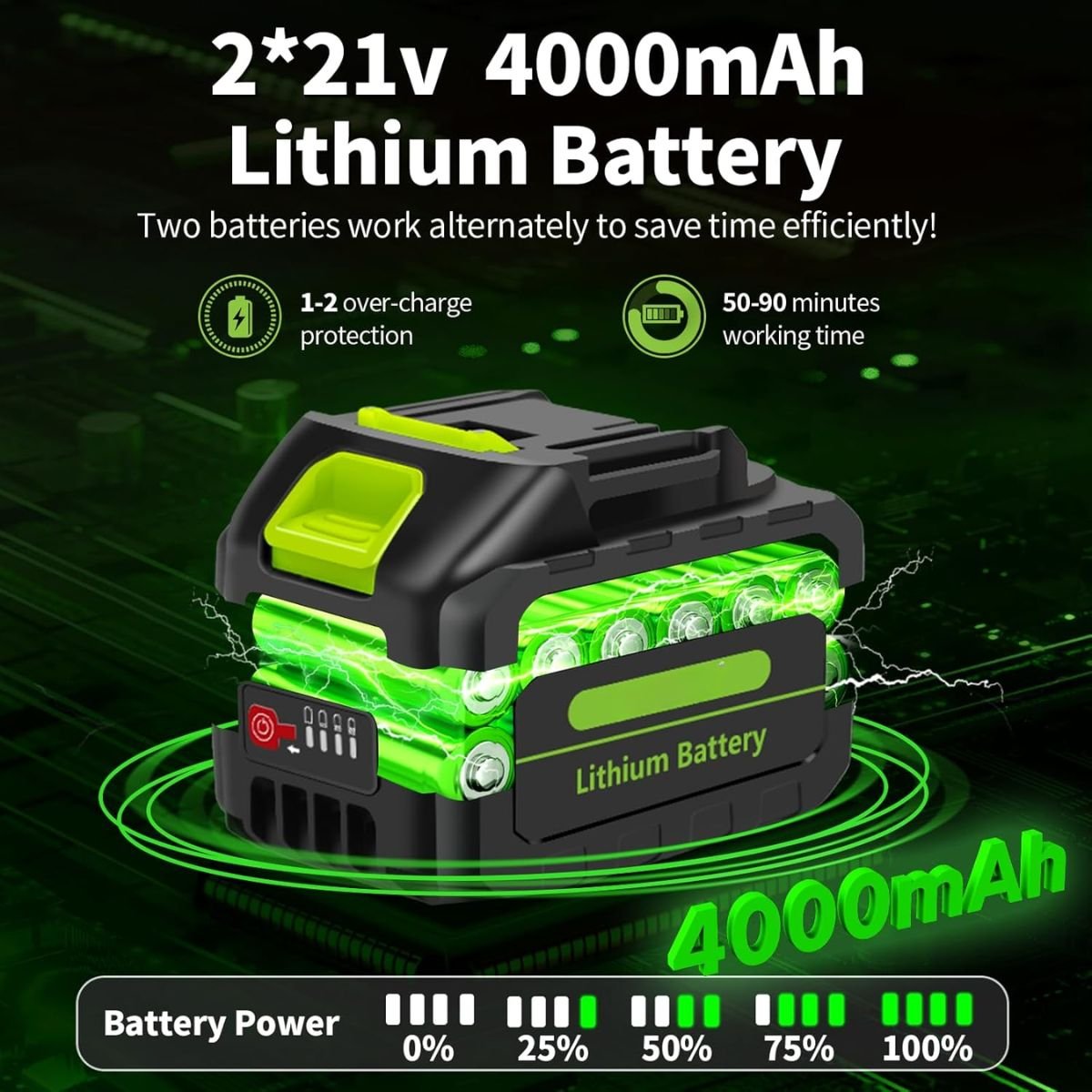 2×21V lithiové baterie v ceně